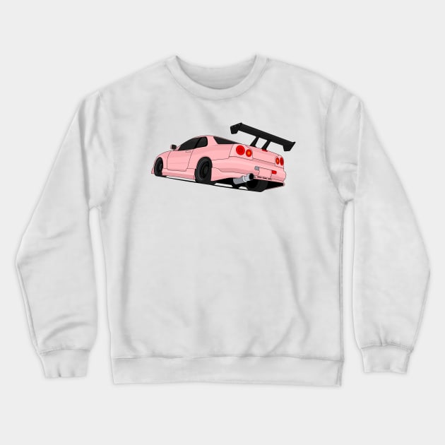 SKYLINE GTR R34 PINK Crewneck Sweatshirt by VENZ0LIC